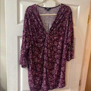 Purple Floral V-Neck Blouse